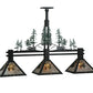 Meyda Lighting Winter Pine 45" 3-Light Wrought Iron Island Pendant Light With Silver Mica Shade Glass
