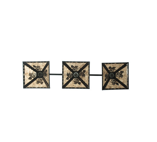 Meyda Lighting Winter Pine 46" 3-Light Textured Black Tall Pines Island Pendant Light With Silver Mica Shade Glass