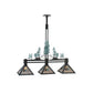 Meyda Lighting Winter Pine 46" 3-Light Textured Black Tall Pines Island Pendant Light With Silver Mica Shade Glass