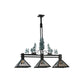 Meyda Lighting Winter Pine 46" 3-Light Textured Black Tall Pines Island Pendant Light With Silver Mica Shade Glass
