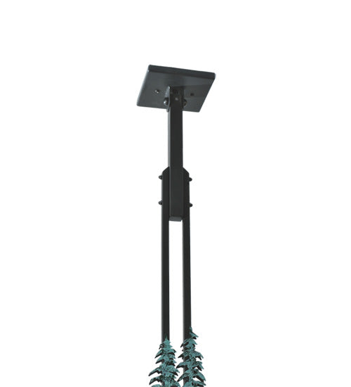 Meyda Lighting Winter Pine 46" 3-Light Textured Black Tall Pines Island Pendant Light With Silver Mica Shade Glass