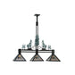 Meyda Lighting Winter Pine 46" 3-Light Textured Black Tall Pines Island Pendant Light With Silver Mica Shade Glass