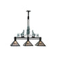 Meyda Lighting Winter Pine 46" 3-Light Textured Black Tall Pines Island Pendant Light With Silver Mica Shade Glass
