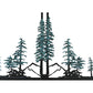 Meyda Lighting Winter Pine 46" 3-Light Textured Black Tall Pines Island Pendant Light With Silver Mica Shade Glass