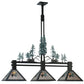 Meyda Lighting Winter Pine 46" 3-Light Textured Black Tall Pines Island Pendant Light With Silver Mica Shade Glass