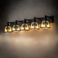 Meyda Lighting Winter Pine 48" 5-Light Craftsman Brown Vanity Light With Beige Iridescent Shade Glass