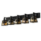 Meyda Lighting Winter Pine 48" 5-Light Craftsman Brown Vanity Light With Beige Iridescent Shade Glass