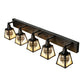 Meyda Lighting Winter Pine 48" 5-Light Craftsman Brown Vanity Light With Beige Iridescent Shade Glass