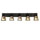 Meyda Lighting Winter Pine 48" 5-Light Craftsman Brown Vanity Light With Beige Iridescent Shade Glass