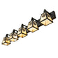 Meyda Lighting Winter Pine 48" 5-Light Craftsman Brown Vanity Light With Beige Iridescent Shade Glass