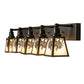 Meyda Lighting Winter Pine 48" 5-Light Craftsman Brown Vanity Light With Beige Iridescent Shade Glass