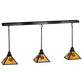Meyda Lighting Winter Pine 50" 3-Light Craftsman Brown Island Pendant Light With iridescent Shade Glass