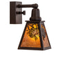 Meyda Lighting Winter Pine 6" Cafe Noir Wall Sconce With Amber Mica Shade Glass