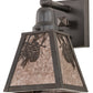 Meyda Lighting Winter Pine 6" Craftsman Brown Solid Mount Wall Sconce With Silver Mica Shade Glass