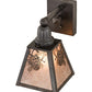 Meyda Lighting Winter Pine 6" Craftsman Brown Solid Mount Wall Sconce With Silver Mica Shade Glass