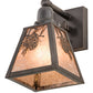 Meyda Lighting Winter Pine 6" Craftsman Brown Solid Mount Wall Sconce With Silver Mica Shade Glass