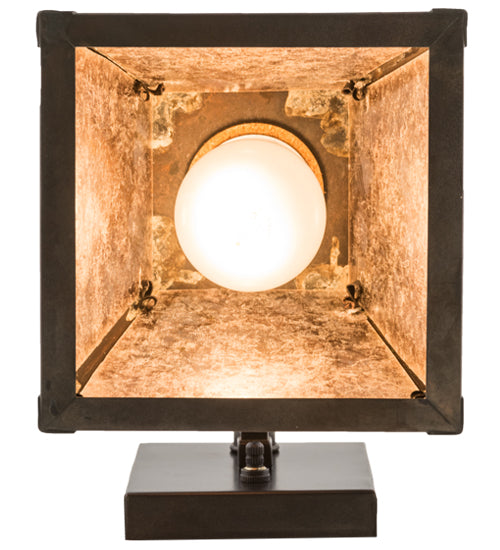 Meyda Lighting Winter Pine 6" Craftsman Brown Solid Mount Wall Sconce With Silver Mica Shade Glass