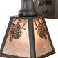 Meyda Lighting Winter Pine 6" Craftsman Brown Solid Mount Wall Sconce With Silver Mica Shade Glass