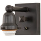 Meyda Lighting Winter Pine 6" Craftsman Brown Solid Mount Wall Sconce With Silver Mica Shade Glass