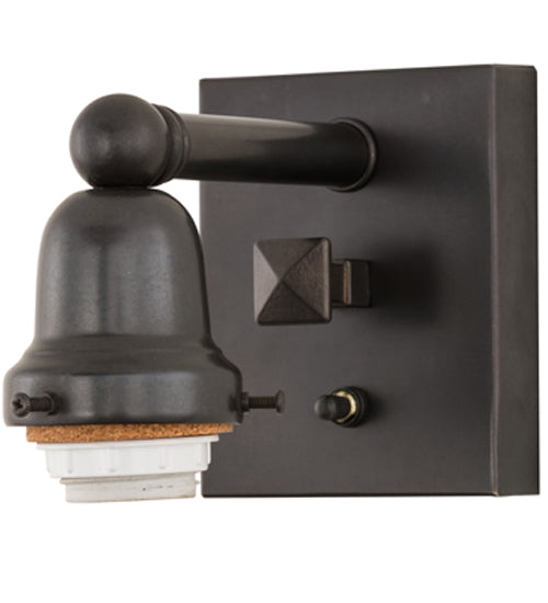 Meyda Lighting Winter Pine 6" Craftsman Brown Solid Mount Wall Sconce With Silver Mica Shade Glass