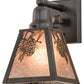 Meyda Lighting Winter Pine 6" Craftsman Brown Solid Mount Wall Sconce With Silver Mica Shade Glass