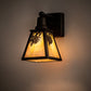 Meyda Lighting Winter Pine 6" Oil Rubbed Bronze Wall Sconce With Beige Iridescent Shade Glass