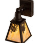 Meyda Lighting Winter Pine 6" Oil Rubbed Bronze Wall Sconce With Beige Iridescent Shade Glass