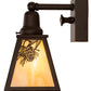Meyda Lighting Winter Pine 6" Oil Rubbed Bronze Wall Sconce With Beige Iridescent Shade Glass