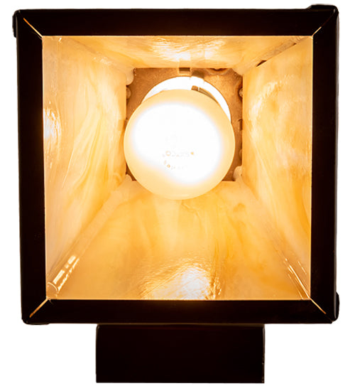 Meyda Lighting Winter Pine 6" Oil Rubbed Bronze Wall Sconce With Beige Iridescent Shade Glass