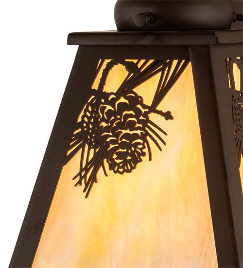 Meyda Lighting Winter Pine 6" Oil Rubbed Bronze Wall Sconce With Beige Iridescent Shade Glass