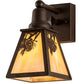 Meyda Lighting Winter Pine 6" Oil Rubbed Bronze Wall Sconce With Beige Iridescent Shade Glass