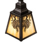 Meyda Lighting Winter Pine 6"Sq Craftsman Brown Mini Pendant Light With Beige Art Shade Glass