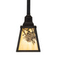 Meyda Lighting Winter Pine 6"Sq Craftsman Brown Mini Pendant Light With Beige Art Shade Glass