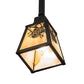 Meyda Lighting Winter Pine 6"Sq Craftsman Brown Mini Pendant Light With Beige Art Shade Glass