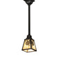 Meyda Lighting Winter Pine 6"Sq Craftsman Brown Mini Pendant Light With Beige Art Shade Glass
