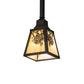Meyda Lighting Winter Pine 6"Sq Craftsman Brown Mini Pendant Light With Beige Art Shade Glass