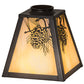 Meyda Lighting Winter Pine 8" Craftsman Brown Frame With Beige Iridescent Art Shade Glass