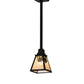 Meyda Lighting Winter Pine 8" Satin Black Wrought Iron Mini Pendant Light With Silver Mica Shade Glass