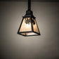 Meyda Lighting Winter Pine 8" Satin Black Wrought Iron Mini Pendant Light With Silver Mica Shade Glass