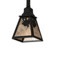 Meyda Lighting Winter Pine 8" Satin Black Wrought Iron Mini Pendant Light With Silver Mica Shade Glass