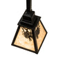 Meyda Lighting Winter Pine 8" Satin Black Wrought Iron Mini Pendant Light With Silver Mica Shade Glass