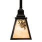Meyda Lighting Winter Pine 8" Satin Black Wrought Iron Mini Pendant Light With Silver Mica Shade Glass