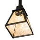 Meyda Lighting Winter Pine 8" Satin Black Wrought Iron Mini Pendant Light With Silver Mica Shade Glass