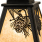 Meyda Lighting Winter Pine 8" Satin Black Wrought Iron Mini Pendant Light With Silver Mica Shade Glass