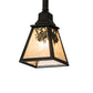 Meyda Lighting Winter Pine 8" Satin Black Wrought Iron Mini Pendant Light With Silver Mica Shade Glass