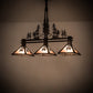 Meyda Lighting Winter Pine 82171 45" 3-Light Antique Copper Tall Pines Island Pendant Light With Silver Mica Shade Glass