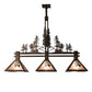 Meyda Lighting Winter Pine 82171 45" 3-Light Antique Copper Tall Pines Island Pendant Light With Silver Mica Shade Glass