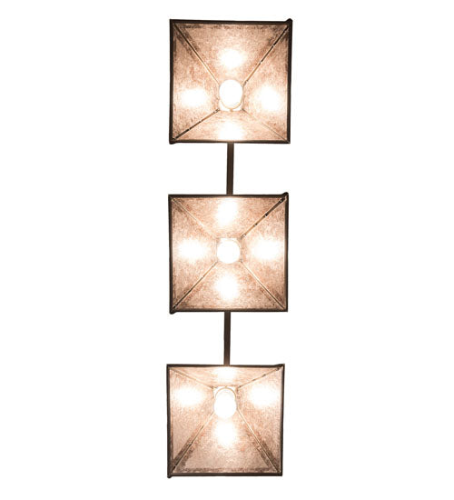 Meyda Lighting Winter Pine 82171 45" 3-Light Antique Copper Tall Pines Island Pendant Light With Silver Mica Shade Glass