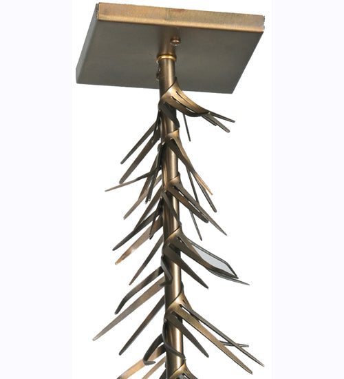 Meyda Lighting Winter Pine 9" Antique Copper Mini Pendant Light With Silver Mica Shade Glass