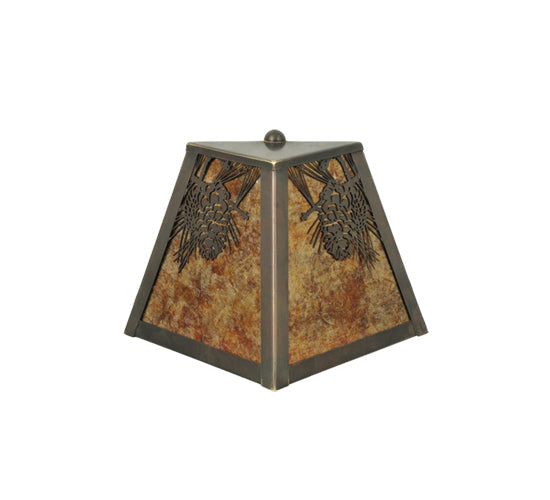 Meyda Lighting Winter Pine 9" Craftsman Brown Wall Sconce With Amber Mica Shade Glass